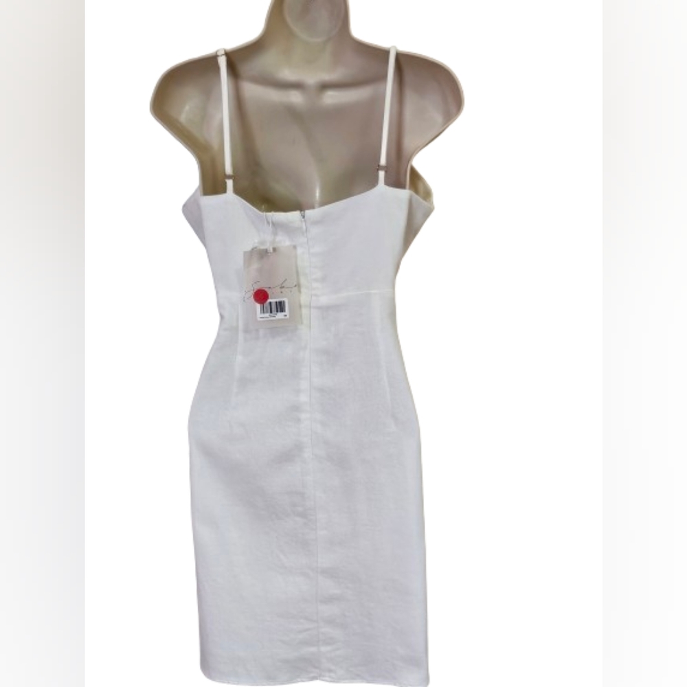 SABO Skirt Bella White Cut-Out Dress with Beige Button Detail, Large,NWT - Picture 12 of 16
